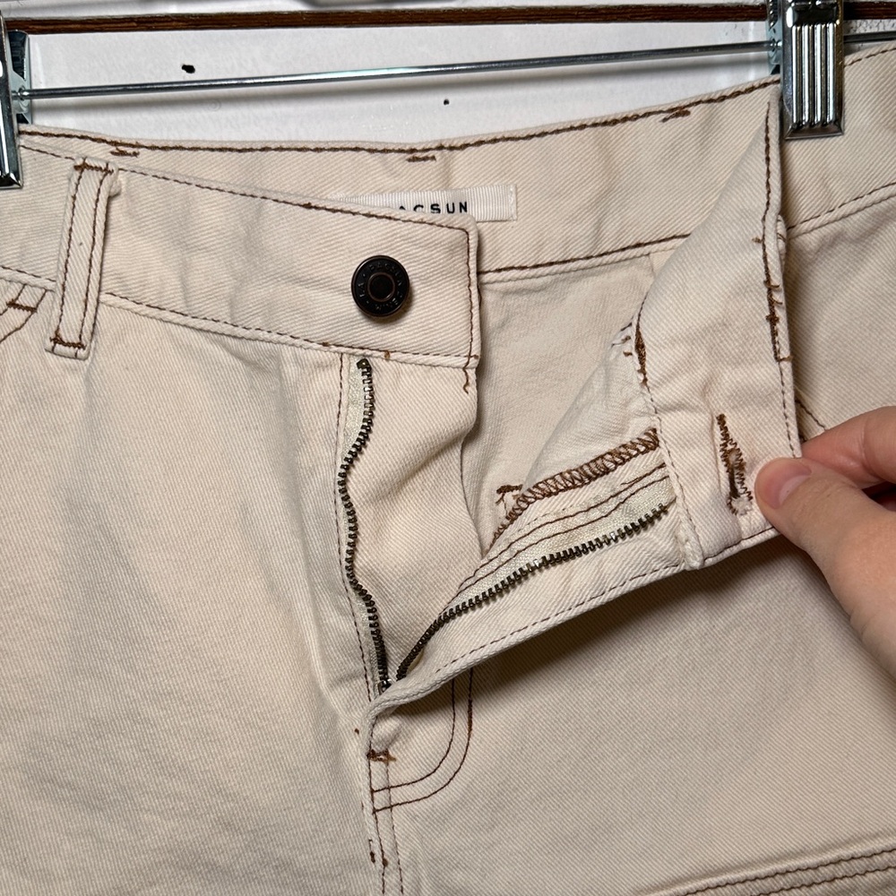 Pacsun Womens Cream Cargo Jean Shorts - Picture 4 of 7